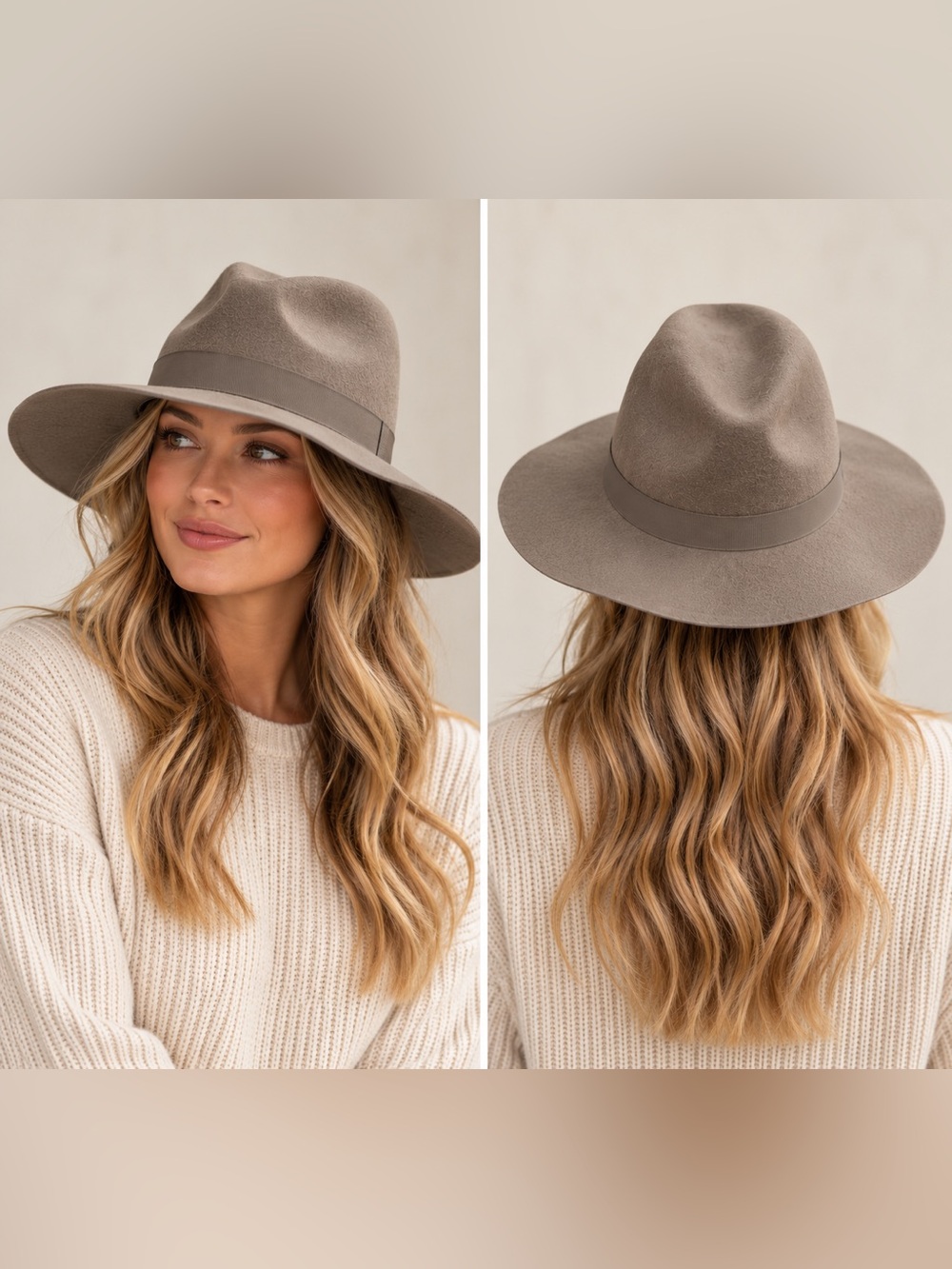 Topshop Gray Wide Brim Floppy Brim Hat